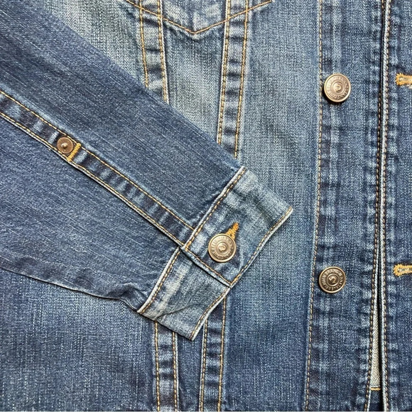 True Religion Vintage Danny Slim Fit Denim Jacket W/ Leather Embroidery Sz: XL - Picture 12 of 16